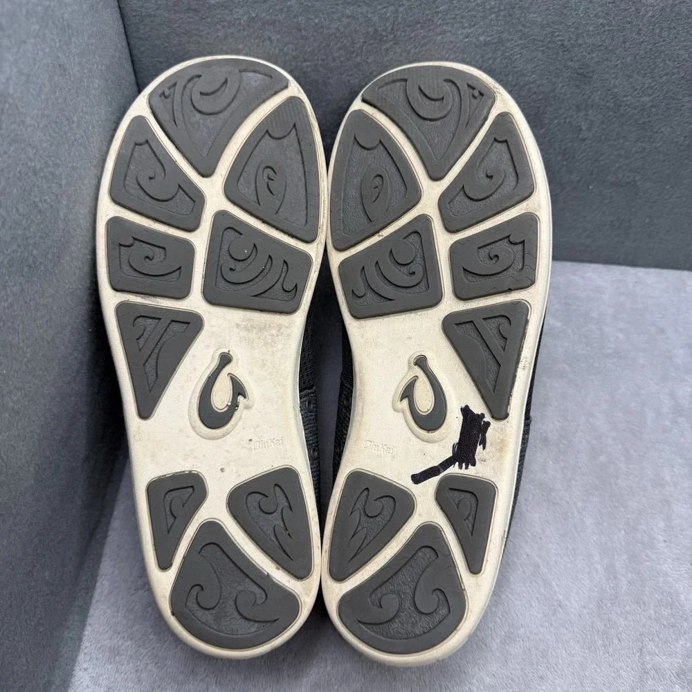 OluKai Nohea Moku Men's Size 9 Black Gray No Tie Boat Water Shoes 10283